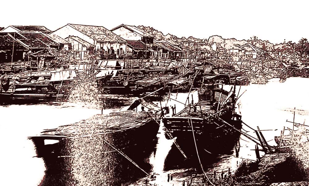 Dãy phố Tàu Khậu ở Chợ Lớn, khoảng 1866. Ảnh của Emille Gsell
