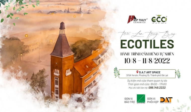 Địa điểm tổ chức triển lãm của Ecotiles lần này là D.A.T Art Space trên đường Yersin, cách chợ Đà Lạt chỉ 7 phút di chuyển. Với không gian đầy chất thơ, D.A.T Art Space đang trở thành điểm check-in không thể bỏ qua của những du khách yêu cái đẹp và cộng đồng đam mê nghệ thuật.